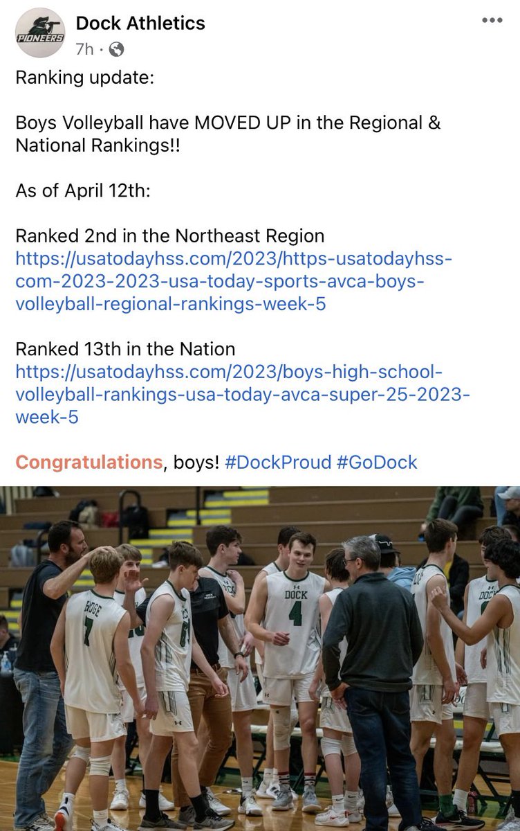 dock_athletics's tweet photo. THE BOYS MOVED UP IN THE RANKINGS! #GoDock #DockProud https://t.co/LKm5sYmMS0