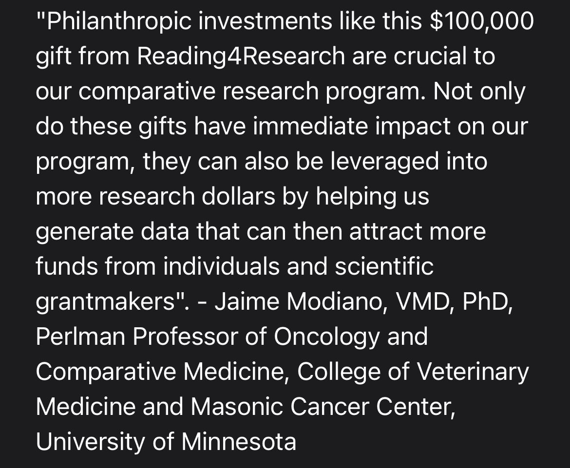 $100k check presentation to @umnCVM @UMNCancer @MHFVChildrens for osteosarcoma research.