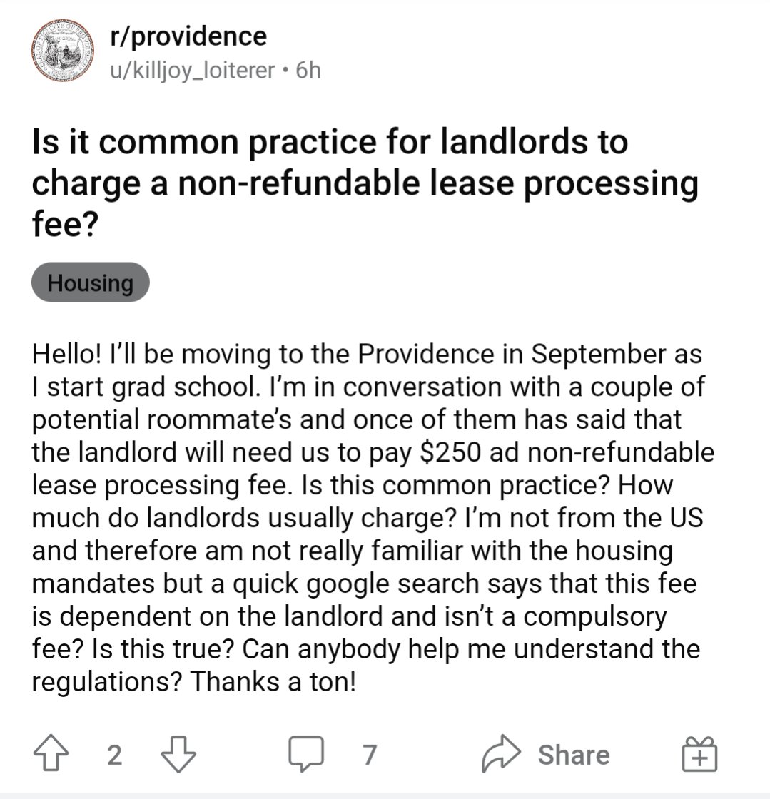 Check this out @ConcernedRIer @reclaimri @JoeShekarchi - that ban on application fees can't come soon enough! Luckily all the commenters warned this person against renting from this landlord.