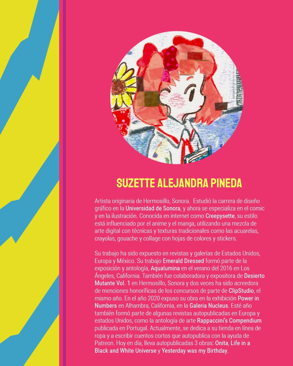 ConceptoContexo's tweet photo. Como ponente invitada tenemos a Suzette Alejandra (@Creepysette ). Próximamente, les daremos más información respecto a su participación y al evento en general. 
.
#ilustradoramexicana #ilustradorasmexicanas #ilustradoresmexico  #ponencias https://t.co/ngPwNvcCUS