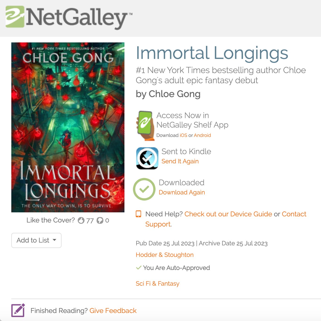 Immortal Longings by Chloe Gong, Hardcover