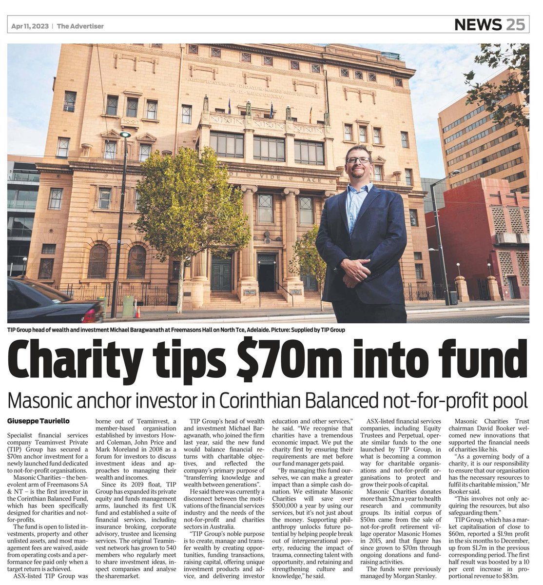 Introducing the Corinthian Balanced Fund, a new fund dedicated to not-for-profit organisations. Our first investor, Masonic Charities, shares our vision of balancing financial returns with charitable objectives.
#TIPGroup #business #news #support