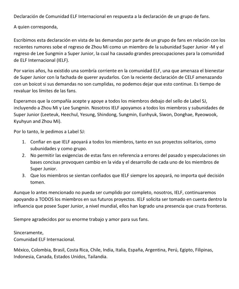 ELFSuJuMexico's tweet photo. 💙 ELF internacional se ha unido para mostrar el apoyo incondicional a nuestros miembros Zhoumi y Sungmin, así como a Super Junior.

Esperamos contar con el apoyo de ELF, mostremos que la unión hace la fuerza. 

#IELFSupportZhoumi 
#IELFSupportSungmin
#IELFStandbySuperJunior https://t.co/kGY79bi5WU