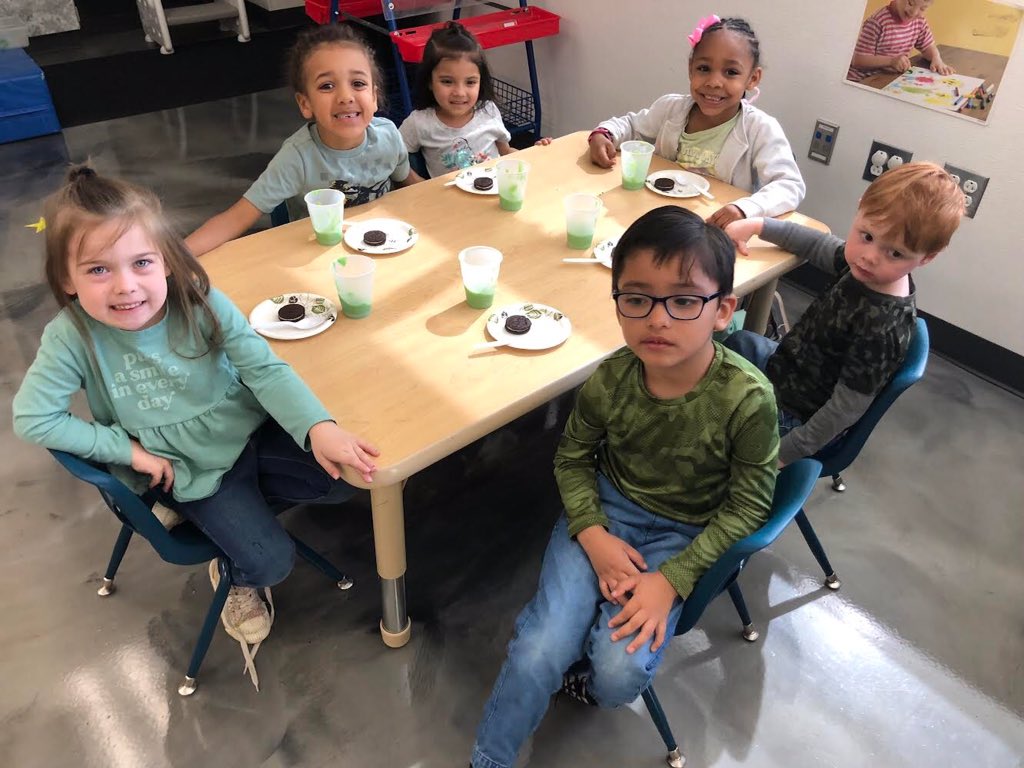 HandleyCTEClass's tweet image. We wore green today and made green pudding. It was delicious!