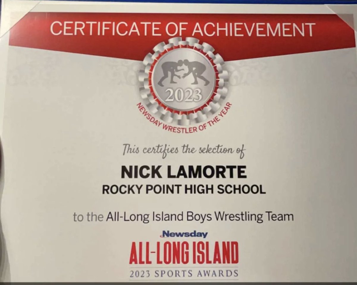 Proud to announce I was selected the 2023 Newsday’s Wrestler of the Year. Thank you @NewsdayHSsports #WrestlingCommunity #rockypoint #VHW @OU_Wrestling