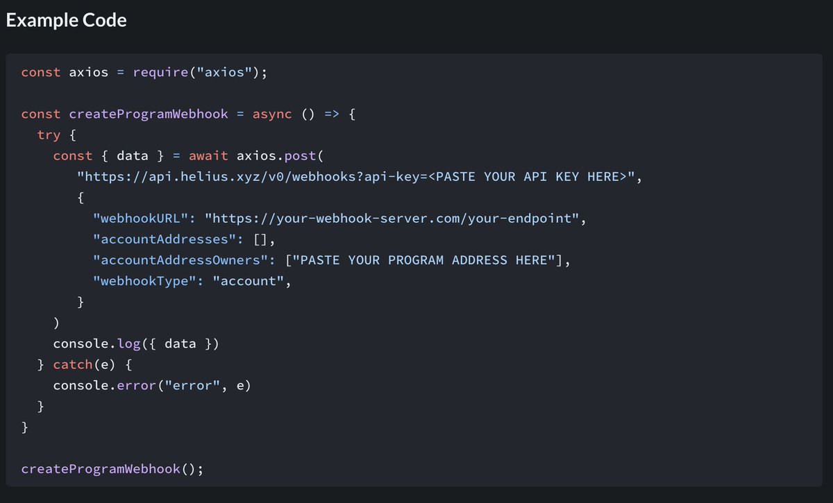 PROGRAM ACCOUNT WEBHOOKS

Okay, you actually don't have to use getProgramAccounts anymore

With Program Account webhooks, you can simply input your program(s) and we will stream you ALL of their account updates, in real-time, with robust fault-tolerance and retries