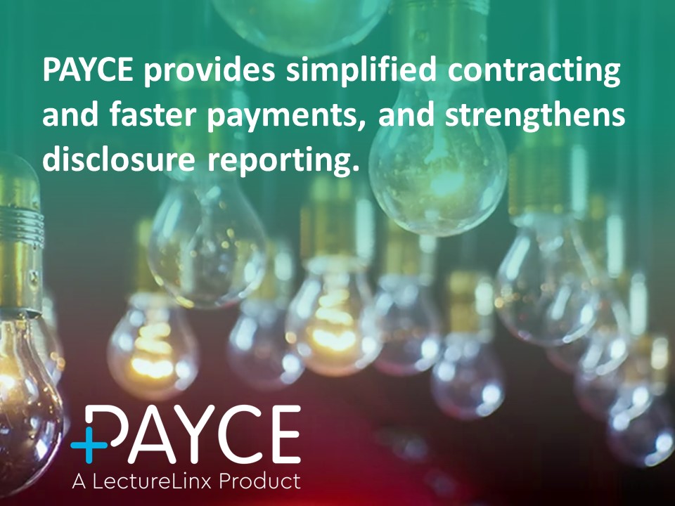 PAYCEportal's tweet image. PAYCE can support you whether you are adopting the #HCP portal, setting up flexible contracting with HCOs, issuing grants and donations, or finding more efficient ways to comply with your company’s SOPs and pre-disclosure information.: payceportal.com/pre-disclosure
#LLX #LectureLinx