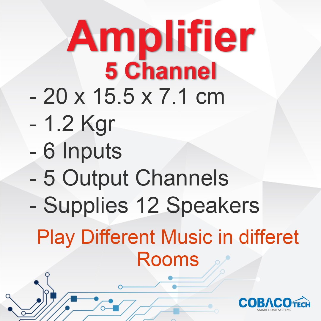 cobacotech's tweet photo. 5 Channel Amplifier

✅ Play different Music in different Rooms

🔸️6 inputs
🔸️ 5outputs
🔸️Supplies 12 speakers

https://t.co/XPYpOyDbQb

 #smarthome #smartbuilding #smarthous #electronic #technology #tech #iot #lifestyle #music #amplifier #sound #cobacotech #speakers https://t.co/QFqtpUG4lO