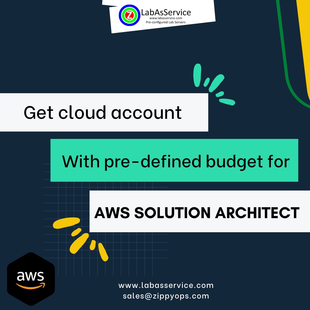 ZippyOps's tweet image. Get cloud account  With pre-defined budget for  AWS Solution Architect 

for more information: labasservice.com 

#ZippyOPS #LabAsService #AWS #Azure #GCP #SAA-03