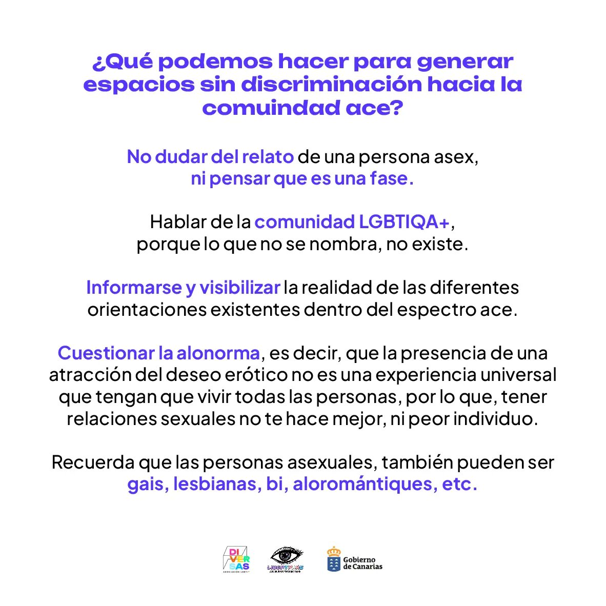 🖤 Con motivo del Día de la Visibilidad Asexual, queremos reivindicar la existencia de las personas del  espectro asexual, quienes sufren numerosas formas de discriminación a diario por su orientación sexual.

💜 Porque las personas asexuales, también existen.