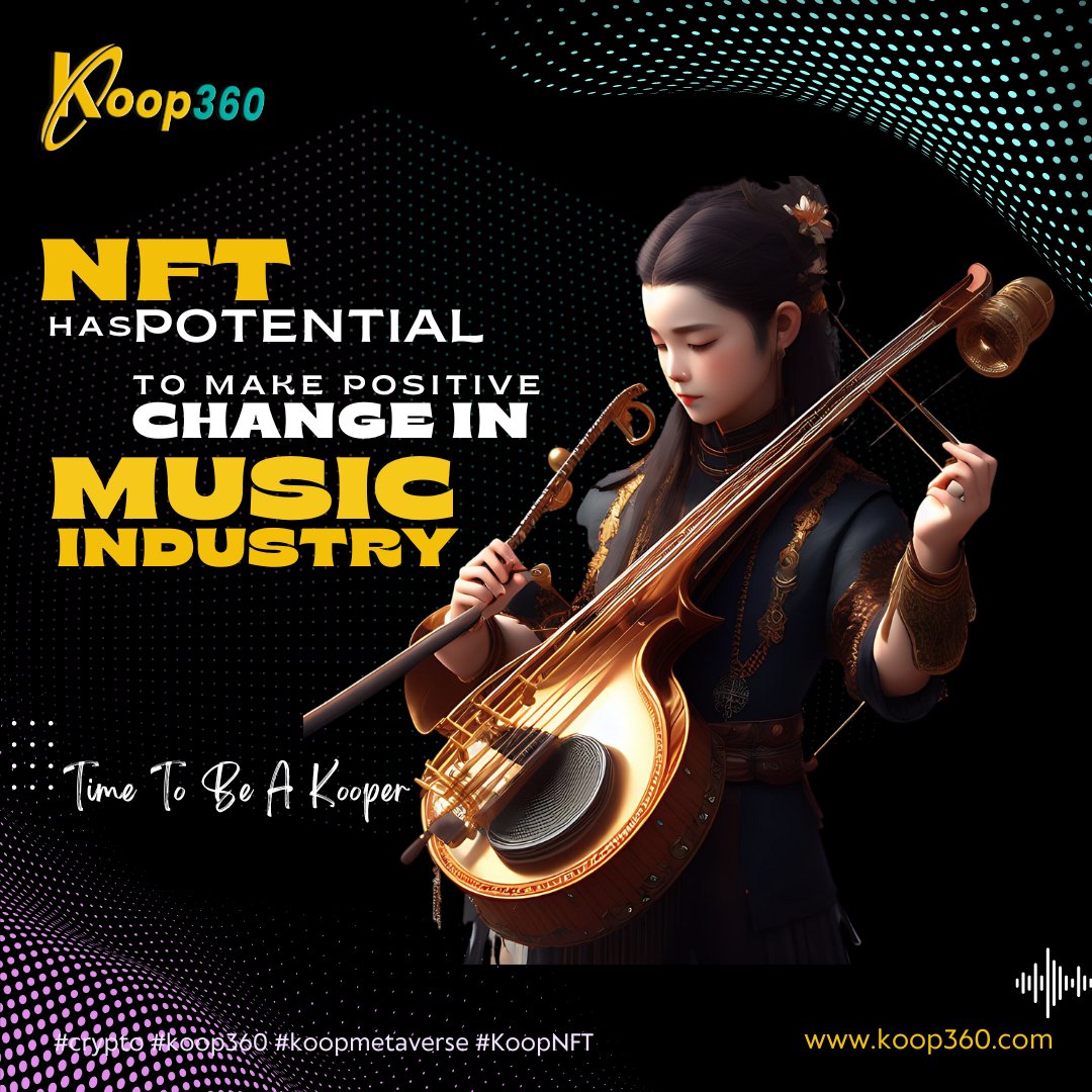 KOOP360's tweet photo. In the music industry, NFTs have the potential to revolutionize the way musicians and fans interact and engage with each other.
Learn More: https://t.co/ET6NotYHpe
#NFT #music #musicalnft #musicindustry #futuretechnology #web3 #koopmetaversebots #Koopverse #Koop360 https://t.co/YChqKMYLI9
