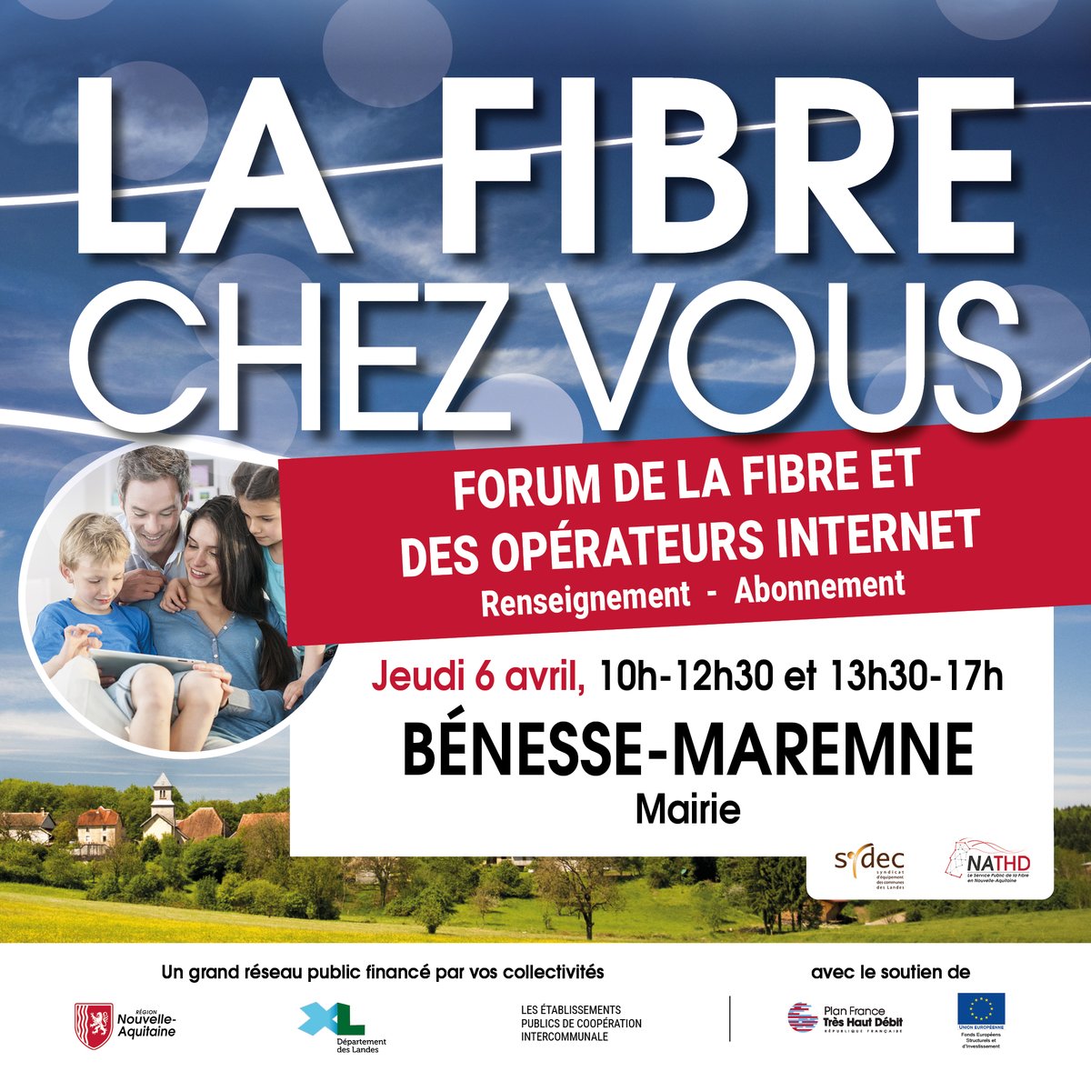 Vous vous questionnez sur la FIBRE optique ? Sur votre éligibilité, votre raccordement, les abonnements et les services proposés ? Venez vous renseigner aujourd'hui à Bénesse-Maremne @LesLandes40
<a href="/FibreNouvAquit/">LA FIBRE NOUVELLE-AQUITAINE</a>  #sydec40 @CCMACS40