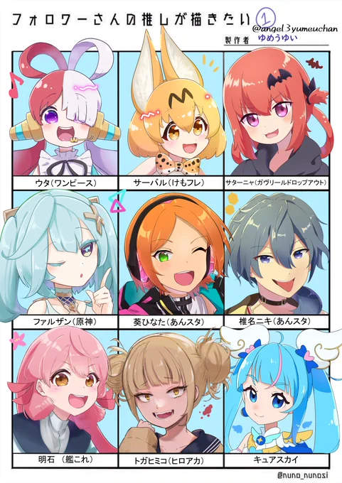 Twitterフォロワー2500人企画 ①
#フォロワーさんの推しが描きたい !いろんな絵柄になるよう描いたらカラフルな一枚になりました🎨
リクくれた方々ありがとうございます💗
まだまだ増えますよーーー!!!!次回をお楽しみに!
#イラスト 