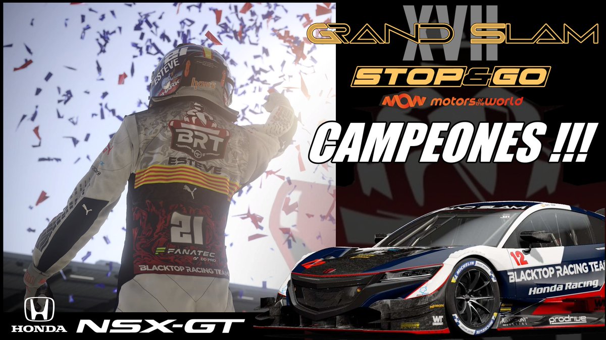 <a href="/blacktopbrt/">Blacktop Racing Team</a> conquista su tercer GRAND SLAM consecutivo !!! algo inédito en un campeonato con 17 ediciones y 7 años de Historia.

<a href="/sharks_esp/">SHARKS</a> se lleva la plata tras su reciente victoria en la "The CUP" y <a href="/AGTdrivers/">AGT Drivers</a> el bronce, en una edición con 28 escuderías.

#OnlyForBraves