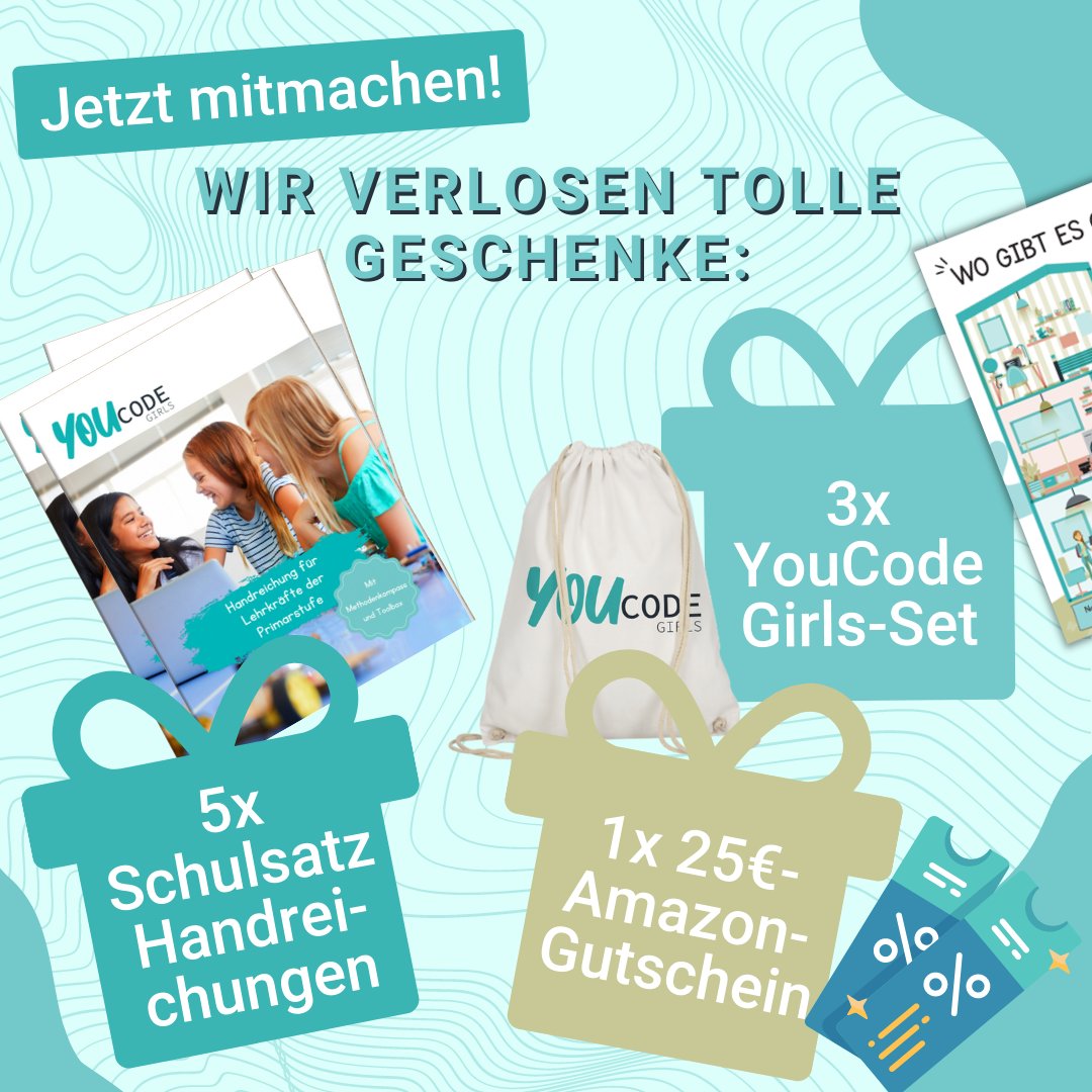 Achtung, Achtung: Wie verlosen tolle Geschenke 📣
🔹 1x 25€-Amazon-Gutschein
🔹 3x YouCodeGirls-Set
🔹 5x Schulsatz Handreichungen
Tahmebedingungen: Einfach an unserer Umfrage teilnehmen und deine E-Mail-Adresse Ende angeben. Schon seid ihr im Lostopf! 😍 Link in der Bio
#Ostern