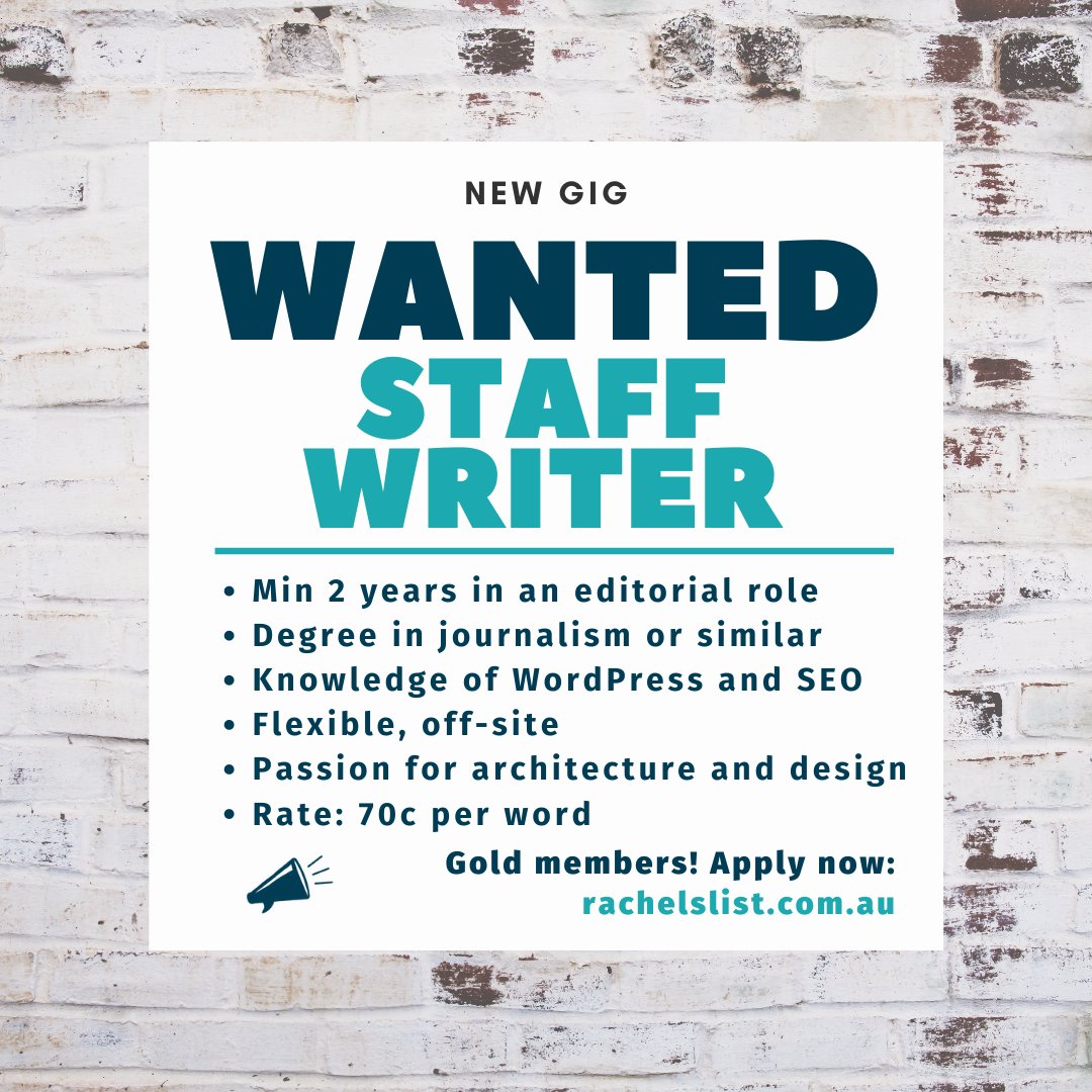 RachelsList's tweet photo. NEW: Mid-level staff writer wanted, passion for architecture ideal (OFF-SITE) https://t.co/uGYpboNQo8 #writingwork #designwriter https://t.co/OB7oZNl9nZ