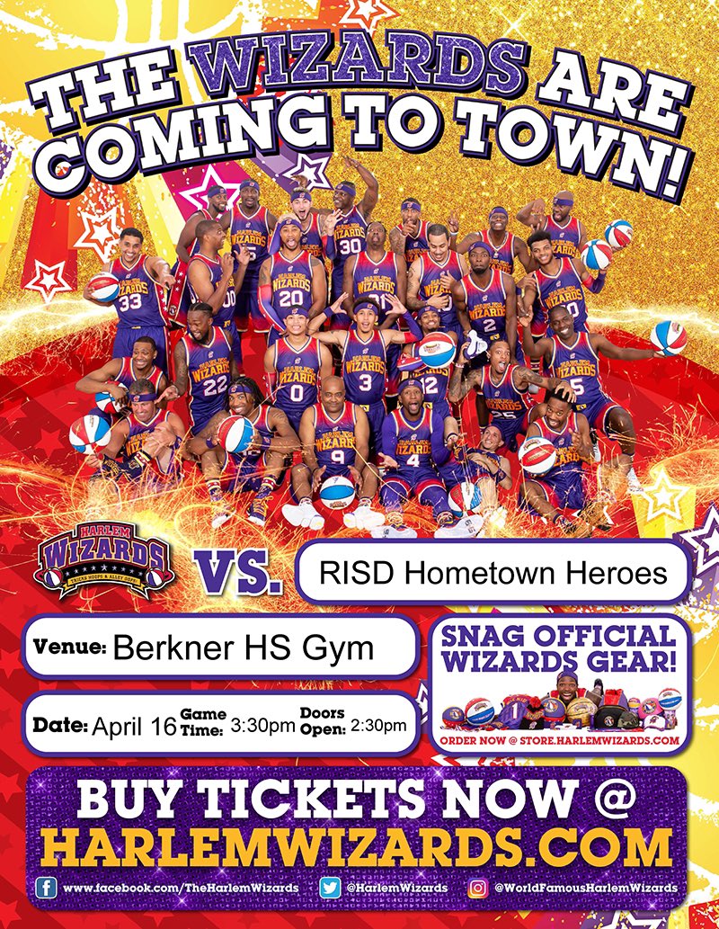 RISD is excited to be hosting the Harlem Wizards, and raise funds to provide great things like reflections, training, RISD Clothes Closet/Prom Dress Boutique, Used Book Fair/Scholarships, Car Seat event, and much more!

🎟️ pretix.eu/harlemwizards/…