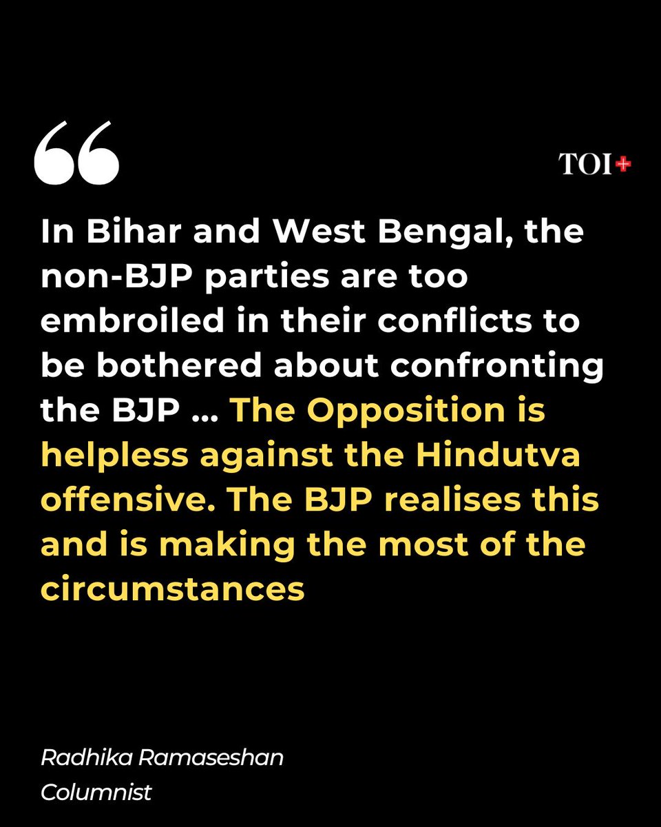 TOIPlus's tweet image. Column | What the #RamNavamiViolence says about CMs and their politics
#CommunalViolence #Hindutva #Bihar #WestBengal #Maharashtra #elections 
Find out: bit.ly/3KDUr8b