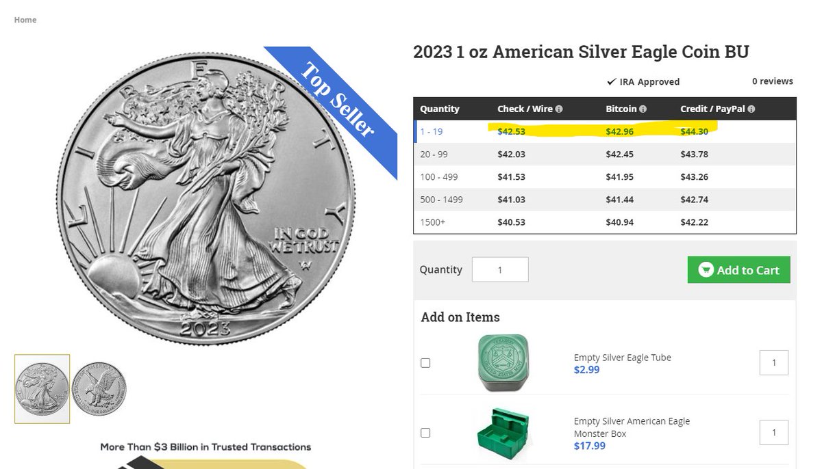 The premium is almost $20, and the spot price is $25. By the end of spring, spot will be higher than the premium. 💸

#silver #thepeoplesmoney #GetYourWeightUp