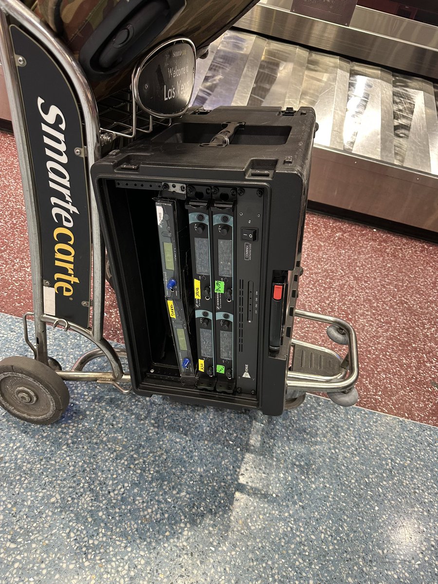 Thanks to @Delta for losing the front part of our @SKBCases but also @SKBCases have really gone down hill and their latches don’t hold up to the standards for touring. Hopefully the 10k worth of gear in here isn’t broken but just another day at the office.