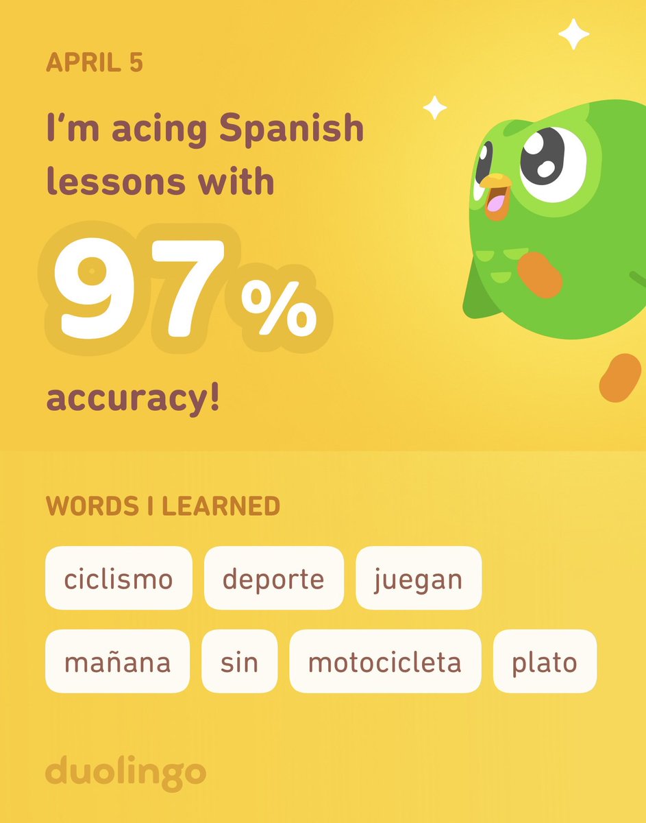 I’m learning Spanish on Duolingo! It’s free, fun, and effective.