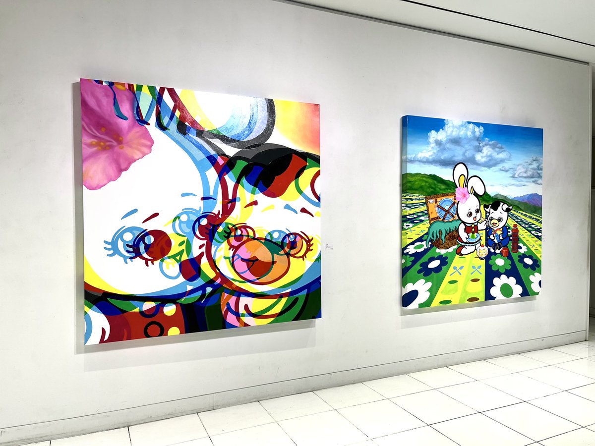 Bunkamura_G's tweet photo. ＼📢4/9(日)まで！／
【Bunkamura Gallery Selection 2023】
📍#Bunkamuraギャラリー 

👤 #吉田樹保 /油彩、アクリル絵具
作中に登場するキャラクターは北陸地方に伝わる昔話をもとに創作した娘の月子と子牛。極めてポップですがその奥には深いストーリーがあります🐰🐮

🔗 https://t.co/1xWjPothzy https://t.co/1BwvHCCnSW