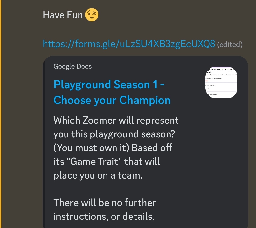 MotherKanaHood's tweet photo. I've chosen my @ZoomersZoomin to represent me this Playground Season. Have you? 🪄👀
Going into the unknown with #TeamSlap bringing along h ⚔️
#livetowin
#zooomzoomfun https://t.co/q7xYYdoSOL