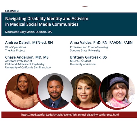 Navigating Disability Identity & Activism in Med Soc Media Communities Session 3:med.stanford.edu/smadie/events/… #DisabilityActivism #DisabledAndProud #NavigatingDisability #MedicalAbleism #MedicalSocialMedia #DisabilityVisibility