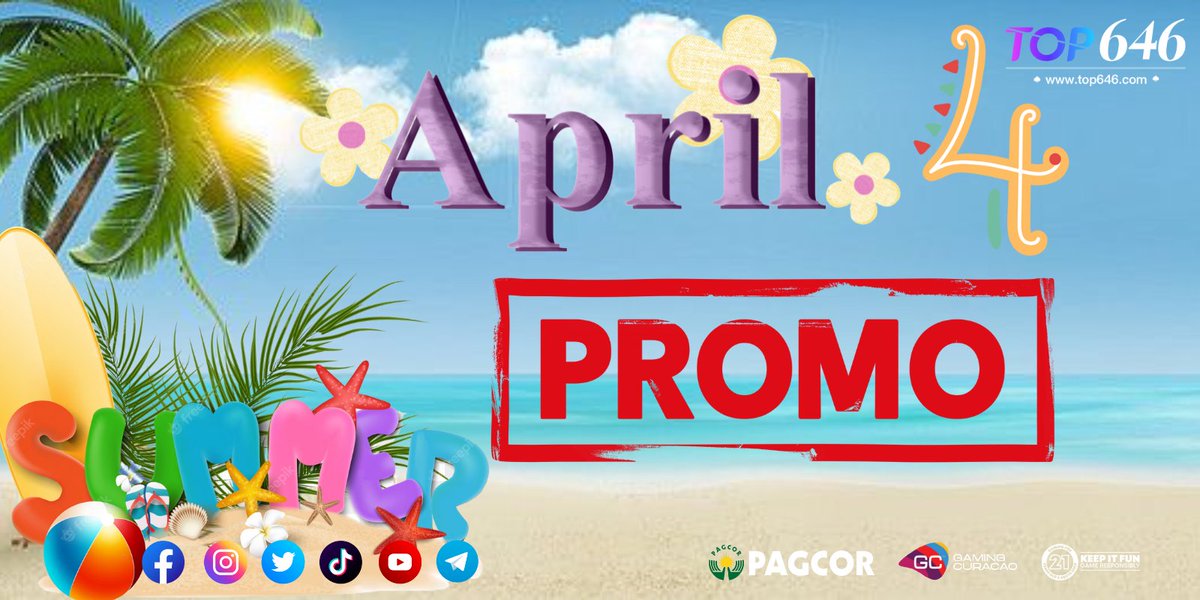 PH143OFFICIAL_'s tweet photo. TOP646: 4.4 HOLIDAY SUMMER PROMO
#onlinegames #happysummer #bonus #promo #top646
☀️ Happy summer ka-Top! Sobrang init na talaga dito kay TOP646 lalo na sa mga pa Bonus na binibigay araw-araw! https://t.co/c8mV0fqhcQ