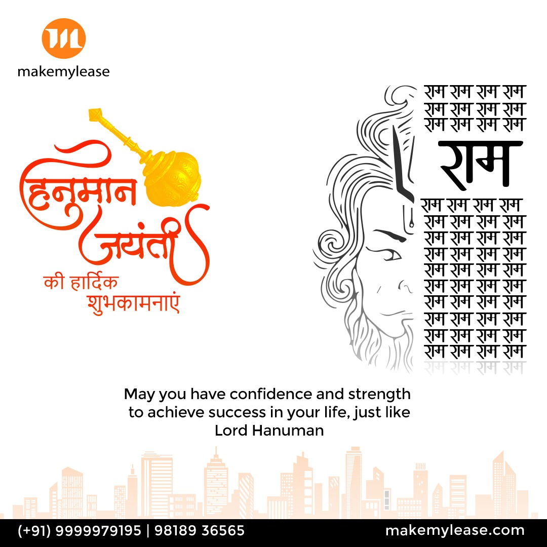 On the auspicious occasion of hanuman Jayanti, may Lord Hanuman bless you with strength, and courage, and wisdom.

#HanumanJayanti2023 #LordHanuman #Bajaragbali #Ram #Holiday #JaiHanuman #God #MakeMyLease #LeaseProperty #OfficeSpace #Properties