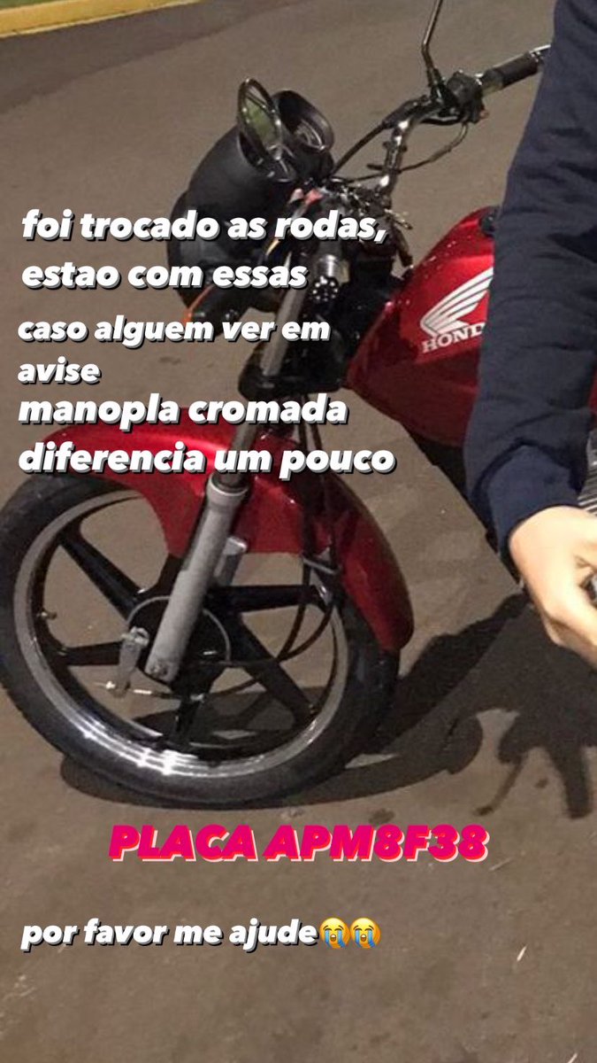 thaynan_pavan's tweet photo. pessoal, roubaram minha moto na frente do premen 06/04, entre as 19h 23h,se alguém conseguir achar ou ver na rua, me avise.
Trabalhei muito mesmo para comprar, nao posso deixar uma conquista minha ir embora assim😭😭
PLACA APM8F38
HONDA CG 150
ANO 2007/ 08 https://t.co/EzlQqAU0Is