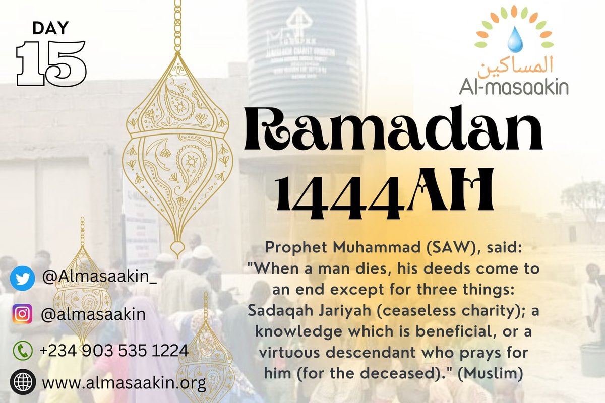 Almasaakin_'s tweet image. Sadaqah Jariyah (ceaseless charity)

#Ramadan1444AH