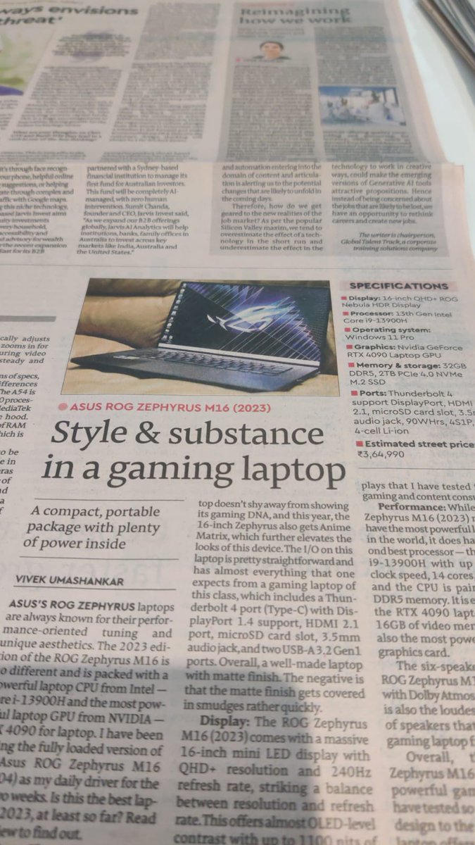 viveku's tweet image. @ASUS_ROG_IN @ASUS_ROG_IN #ROGZephyrusM16 @FinancialXpress