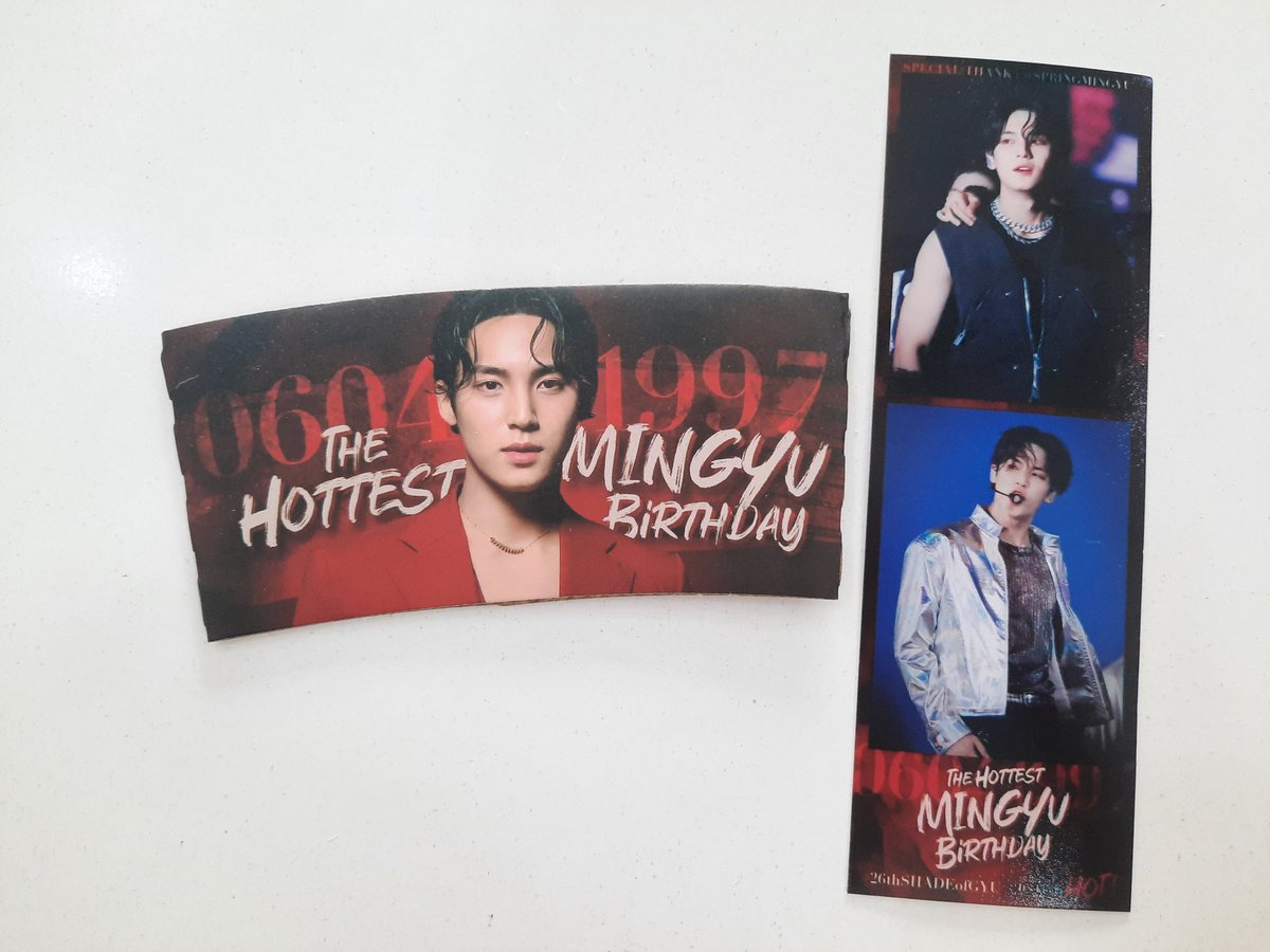 วันนี้เริ่มแจก cupsleeve &amp; giveaway มินกยูแล้วนะคะ  กะรัตเชียงใหม่ มารับกันได้เลยนะคะ 
#26thSHADEofGYU #MINGYU #Happy_MINGYU_Day
