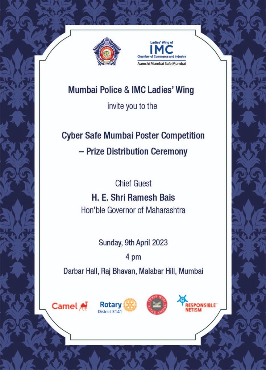 AzmiShabana's tweet photo. Congratulations ⁦@beeargee⁩ and #IMCLadiesWing for forging this excellent initiative with #MumbaiPolice to make Mumbai cyber https://t.co/VVGBzrMThQ it’s upto us as responsible citizens to take it further n make it a movement for d safety of our children@ramgandhi52⁩ ⁦ https://t.co/IaqOVWj9st