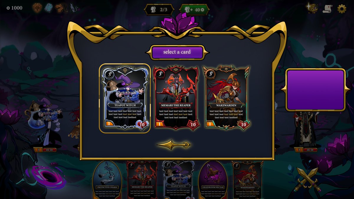 pitugame_huh's tweet image. Preview of our current mock up of our game Pitu! A card drafting auto-battler etcetc (you write description of game here)
#indiegame #gamedevelopement #gamedev #conceptart #indiegame #indiedev #2dgame #digitalart #cardgame #indiedevhour
