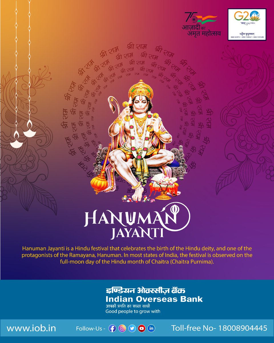 IOBIndia's tweet image. On this festival Hanuman Jayanti, we wish the deity brings happiness, peace, and good fortune to everyone.
#GoodPeopleToGrowWith
#DFS 
#AzadiKaAmritMahotsav 
#HanumanJayanti2023 
#hanumanjanmotsav #Blessings