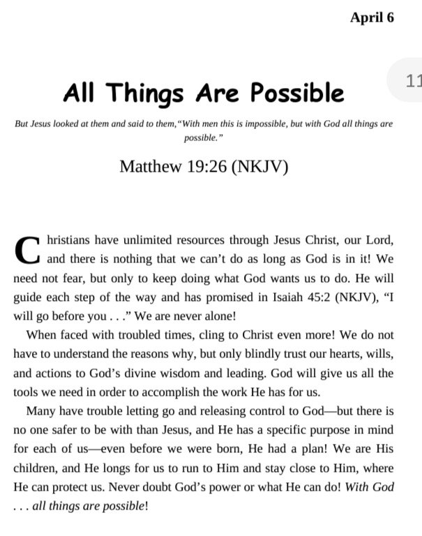 With God, all things are possible. Good morning.