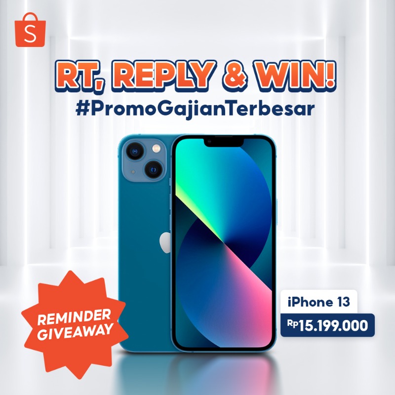 ShopeeID's tweet photo. ✨ iPHONE 13  GIVEAWAY ✨ 

Mimin mau REMINDER GIVEAWAY iPhone 13 nih! 
Caranya: 
1. FOLLOW @shopeeid 
2. RT &amp; LIKE tweet ini 
4. REPLY "SHOPEE BIG RAMADAN SALE #PromoGajianTerbesar #HariIniBelanjadiShopee #GratisOngkirSuperDahsyat" maks. 15x ajaaa~

Good luck, Sobat Shopee! 🧡
