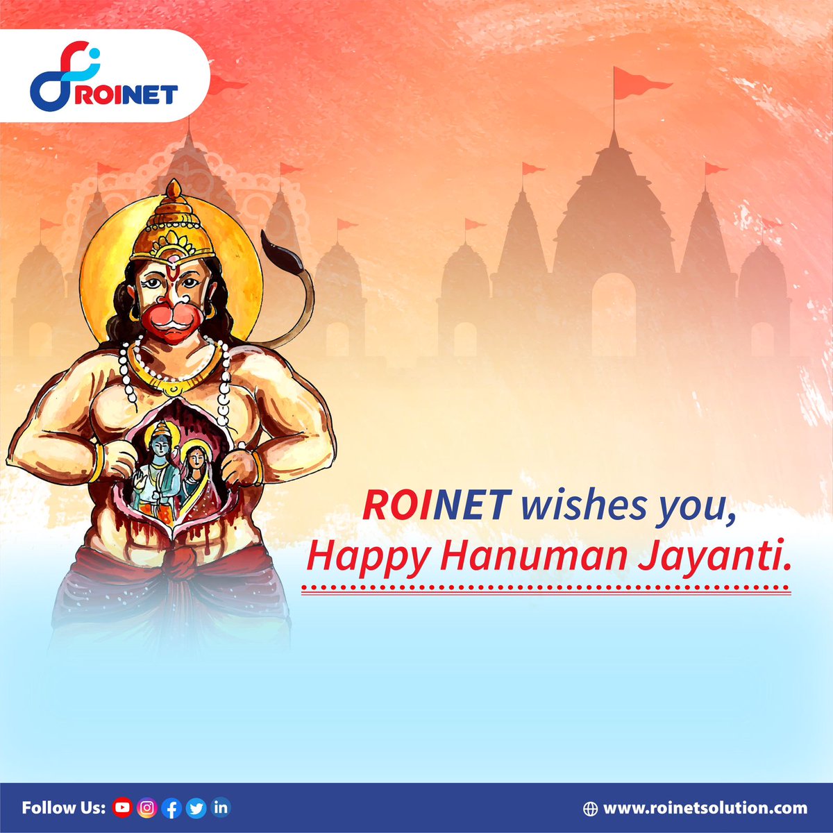 roinetsol's tweet photo. May you always shine bright and strong with the blessings of Bajarang Bali and make the impossible possible with your hard work.
ROINET wishes you, Happy Hanuman Jayanti.
#ROINET #RuralFintech #ServingIndia #Lordhanuman #Celebratewithus #Celebration #hanumanjayanti https://t.co/A6qhFCWne4