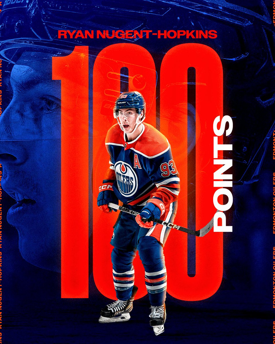 NHL's tweet image. 🗣 NUUUUUUUUUUUUUGE

Ryan Nugent-Hopkins is a 100-point man! 💯
