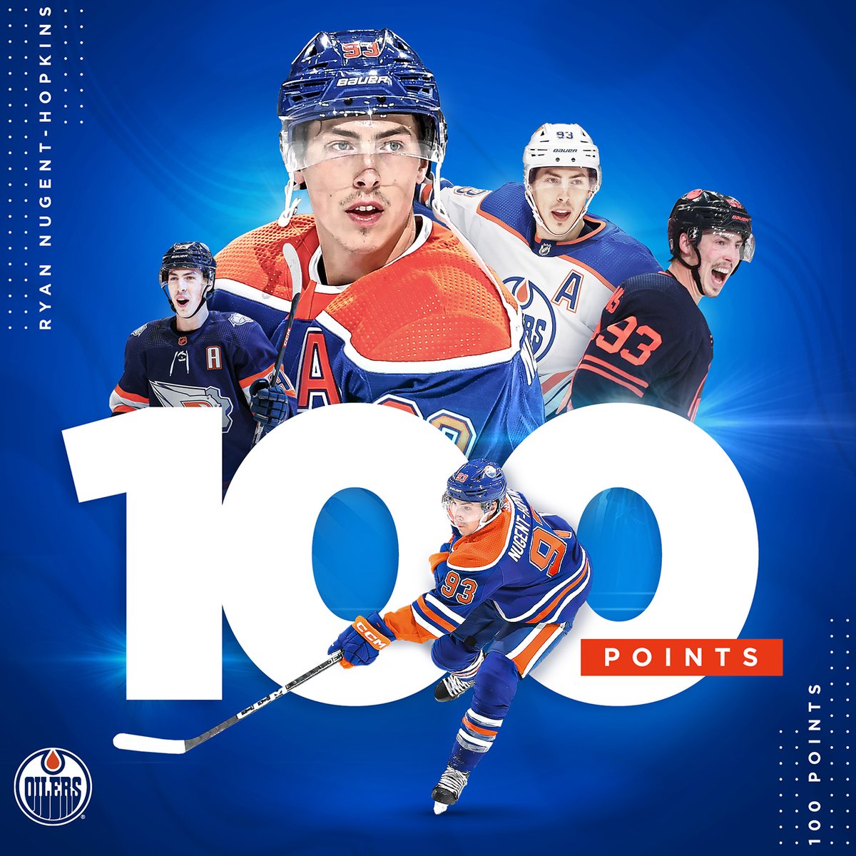 💯💯💯

With an assist on the empty-netter tonight, Ryan Nugent-Hopkins has hit 100 points on the season for the first time in his career.