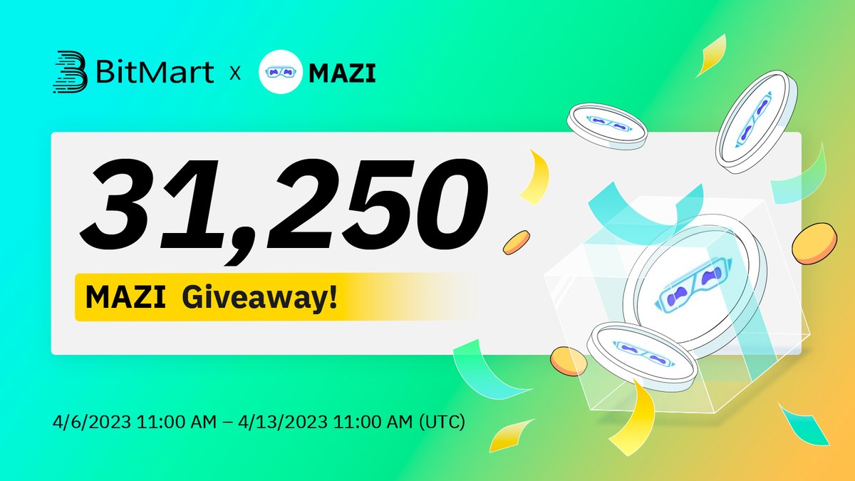 🌟BitMart XMAZI Listing Airdrop

1⃣Follow <a href="/BitMartResearch/">BitMart Research｜$BMX HODLer</a> &amp; <a href="/BitMartExchange/">BitMart</a> &amp; <a href="/Mazimatic/">MaziMatic</a>
2⃣Join t.me/BitMartExchang… &amp; t.me/mazimatic
3⃣RT &amp; Tag 3 frds
4⃣Fill forms.gle/zFLofAKnsTEbjm…

🎁200 winners / 31,250 $MAZI
Register👉 bitmart.com/register-refer…