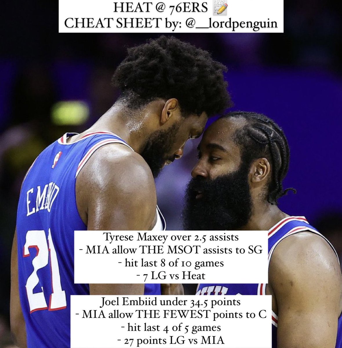 __LordPenguin's tweet image. 4/6 NBA CHEAT SHEETS 📊

Favorable Matchups 🤝 Favorable Trends

#NBA #CheatSheets #PlayerProps