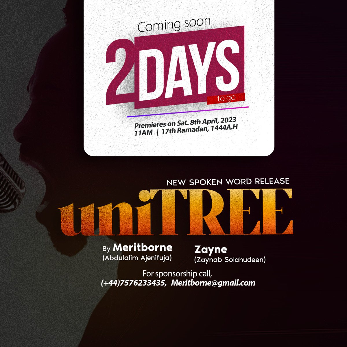 meritborne's tweet photo. It's 2 days to go!

Get ready to be swept away by the beautiful power of words.

#uniTREE. 

Kindly engage and share!!! 🥳🥳🥳

Share to fam and friends!! 🤩 https://t.co/JLkFedDGoh