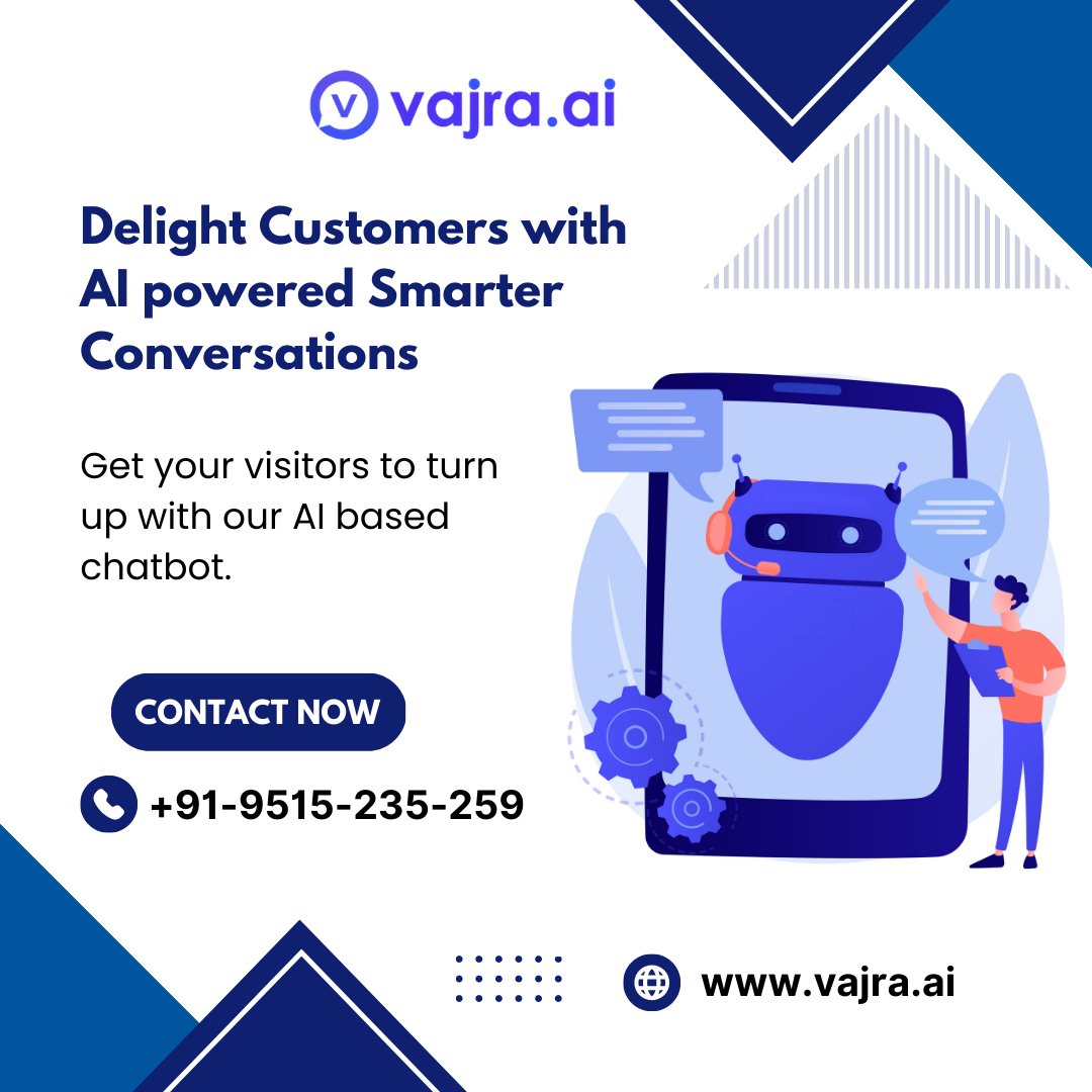 Delight Customers with AI powered Smarter Conversations
For more Details: vajra.ai
Do also follow us on:
👉 Instagram: instagram.com/vajrasolutions/

#chatbotdevelopment #chatbotagency #chatbotfordevelopment #chatbotservices #leadgeneration #WhatsAppChatbot #WhatsAppAPI