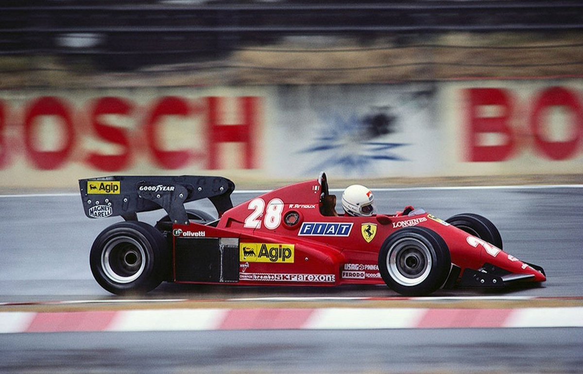 🌍 GLOBAL SPORTS 🇿🇦 🏁 FORMULA 1 GRAND PRIX 2023 🏁 

1983 German Grand Prix, Hockenheimring. 

Rene Arnoux (Ferrari 126C3) qualified in 2nd and after a great drive he finished the race victorious in 1st position and setting the fastest lap too. 

#F1 #historicf1 #Formula1