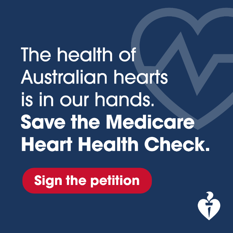 heartfoundation's tweet photo. Life-saving Heart Health Checks are due to expire on the Medicare Benefits Scheme on 30 June 2023. WE NEED YOUR HELP to keep them subsidised for millions of Australians at-risk of heart disease. Sign the petition TODAY 👇 #SaveHeartChecks