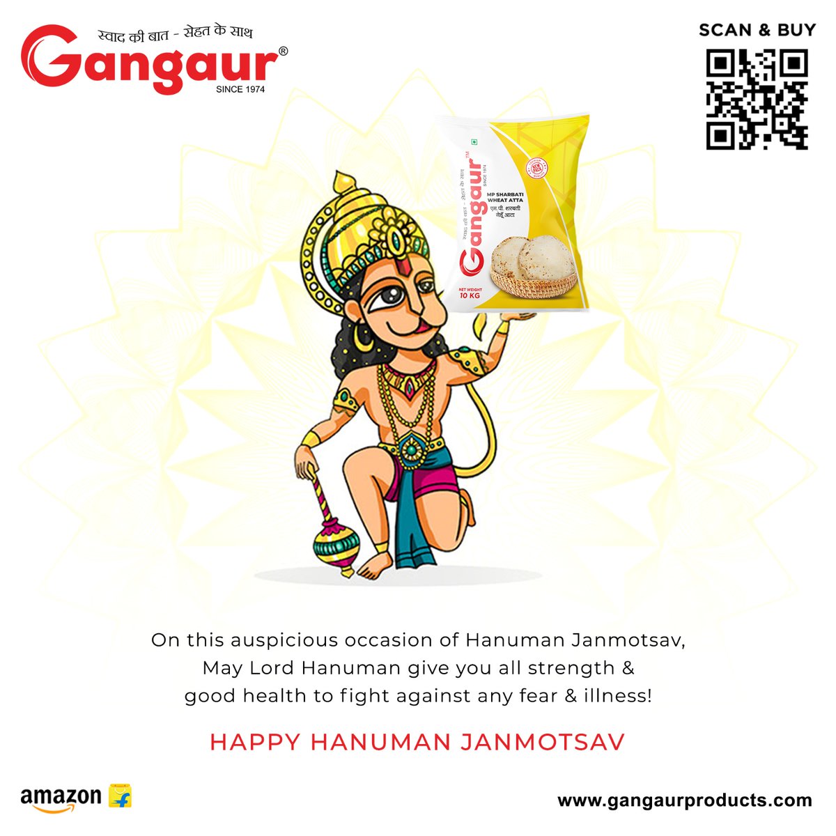 Gangaurproducts's tweet photo. Let us celebrate the birth of Lord Hanuman with devotion and love. Happy Hanuman Janmotsav! 💛

#gangaurproducts #hanumanji #hanumanjanmotsav #jaipur #jaipurpeople #shoppingonline #instagood #amazon #flipkart #groceryproducts #hanumanchalisa #hanuman #jaihanuman #lordhanuman https://t.co/RVoWtUCgex