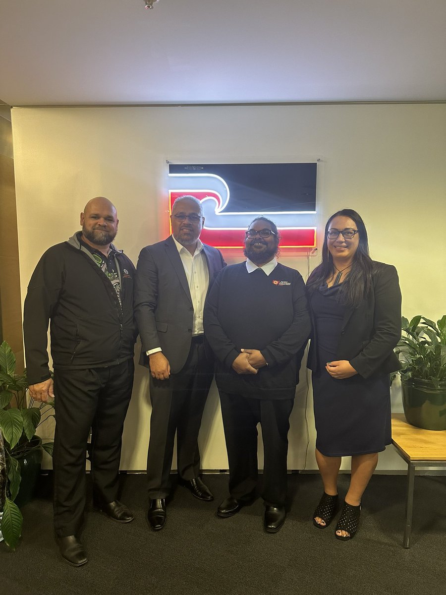 @ahmrc Chair Phil Naden. Hon Minister @PeeniHenare myself and HREC Officer Misty Amopiu. The first of many meetings to share ideas to improve the health and wellbeing of Aboriginal and Maori People. Minister was very genuine and generous with his time. @NACCHOAustralia